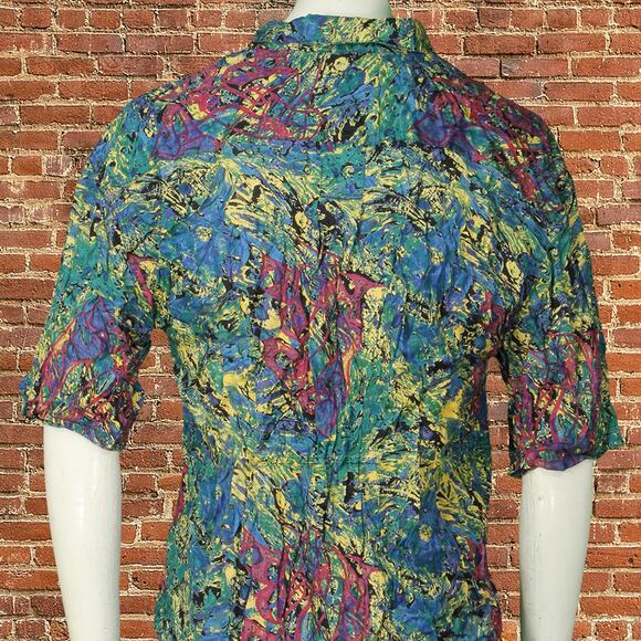 Goouch Vintage Funky Art Print Rayon Shirt - Picture 6 of 9